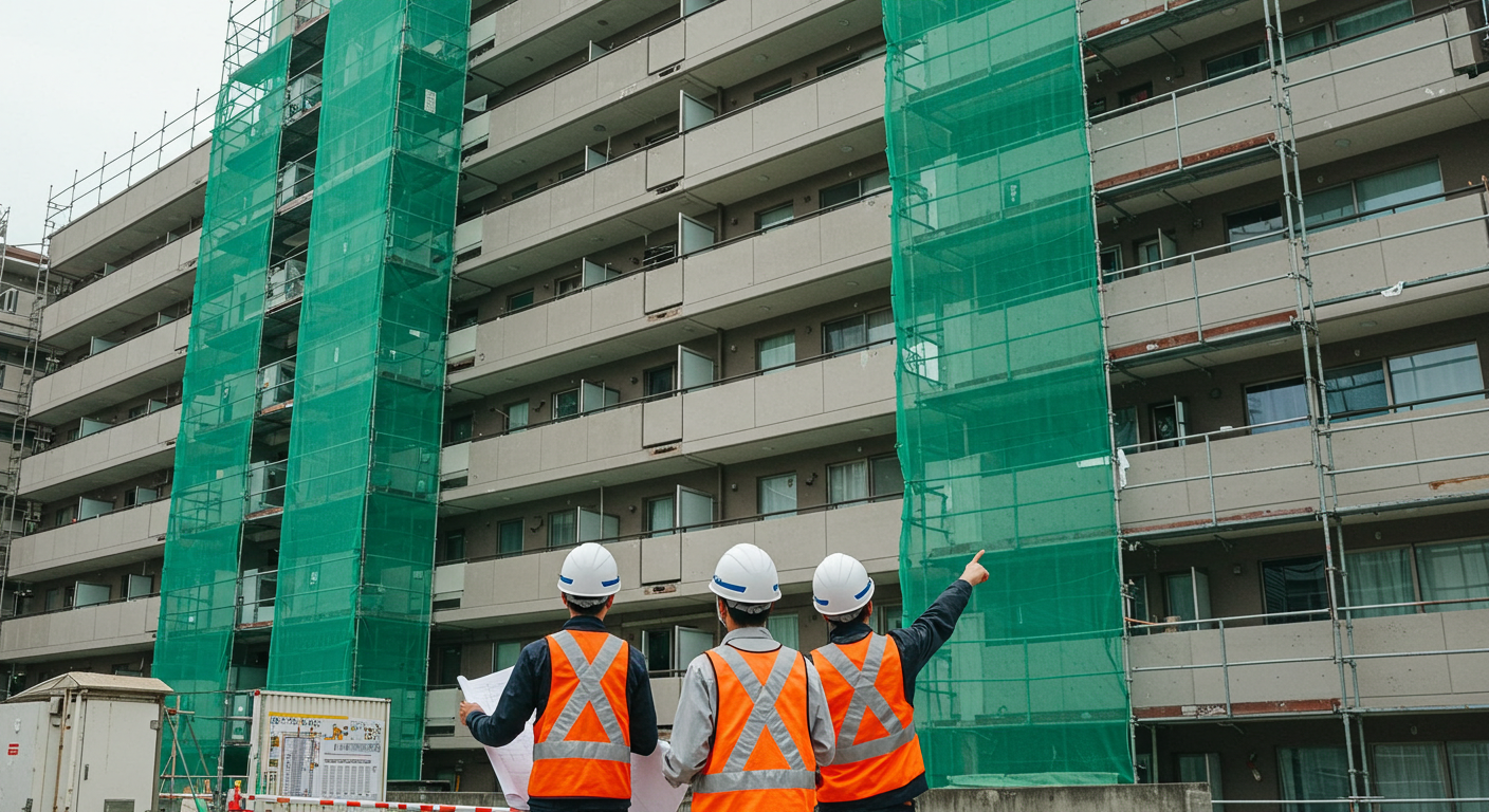 大規模修繕工事中のマンション